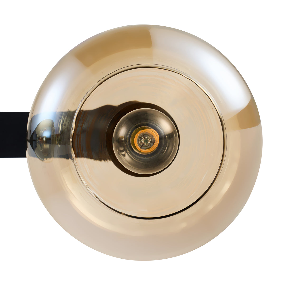 Hanglamp langwerpig Amberglas 3-Lichts – Zwart met E27 Fittingen