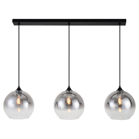 Hanglamp Zwart met Fade Glas – 3-Lichts Langwerpig