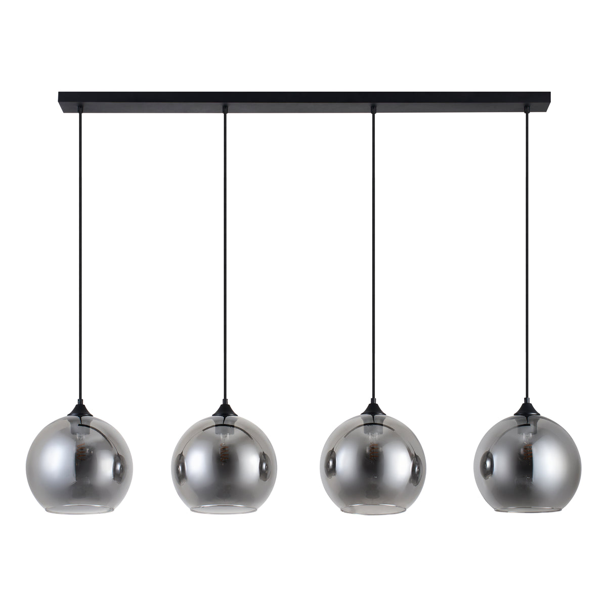 Hanglamp Zwart met Smoke Glas – 4-Lichts Langwerpig | Xavi