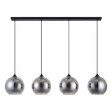 Hanglamp Zwart met Smoke Glas – 4-Lichts Langwerpig | Xavi