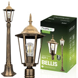 Tuinlamp – Lage Buitenlantaarn op Paal – 1 m Hoog – E27 – Patina