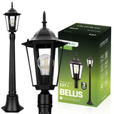 Tuinlantaarn – Buitenlamp op Paal – E27 – 1 m Hoog – Zwart