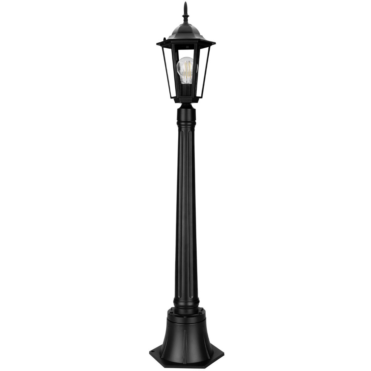 Tuinlantaarn – Buitenlamp op Paal – E27 – 1 m Hoog – Zwart