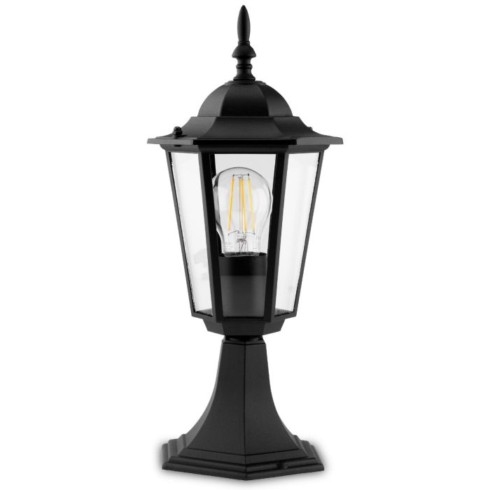 Buitenlamp – Tuinlantaarn op Paal – E27 Fitting – 42 cm Hoog – Zwart