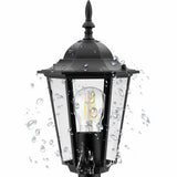 Buitenlamp – Tuinlantaarn op Paal – E27 Fitting – 42 cm Hoog – Zwart
