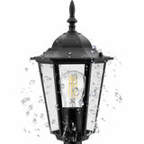Staande Buitenlantaarn 42cm – Zwart – E27 Fitting – Aluminium & Glas – IP44