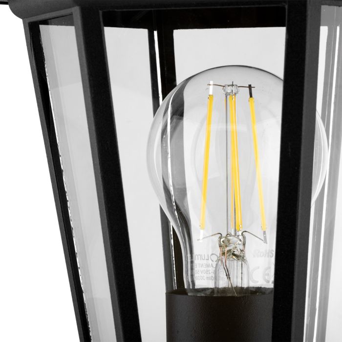 Buitenlamp – Tuinlantaarn op Paal – E27 Fitting – 42 cm Hoog – Zwart