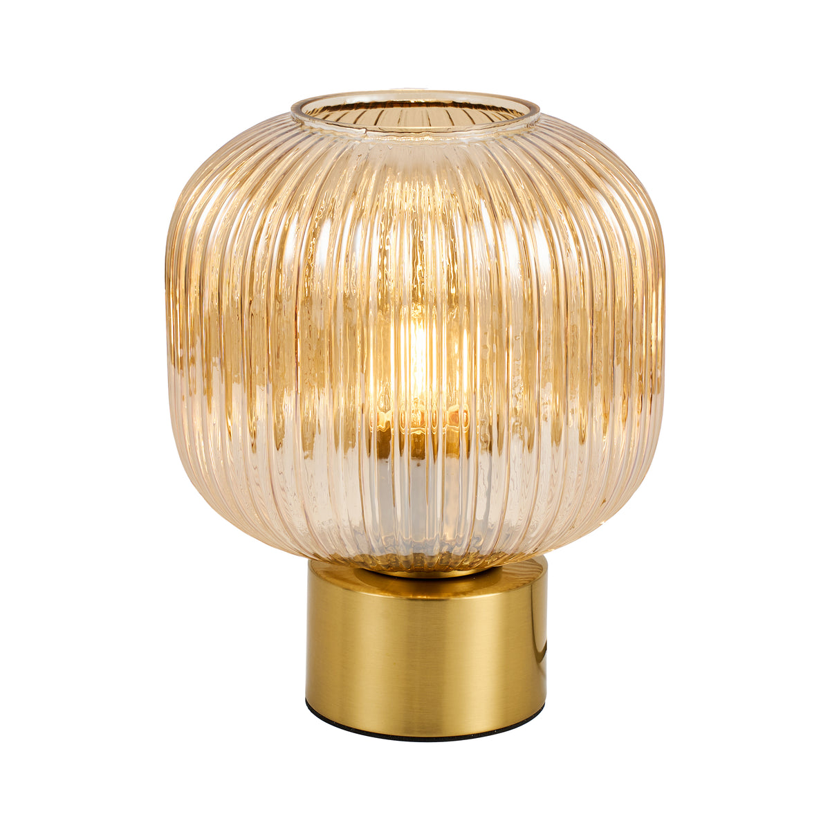 Tafellamp Amberglas Geribbeld – Goud