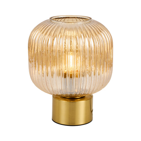 Tafellamp Amberglas Geribbeld – Goud