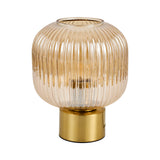 Tafellamp Amberglas Geribbeld – Goud
