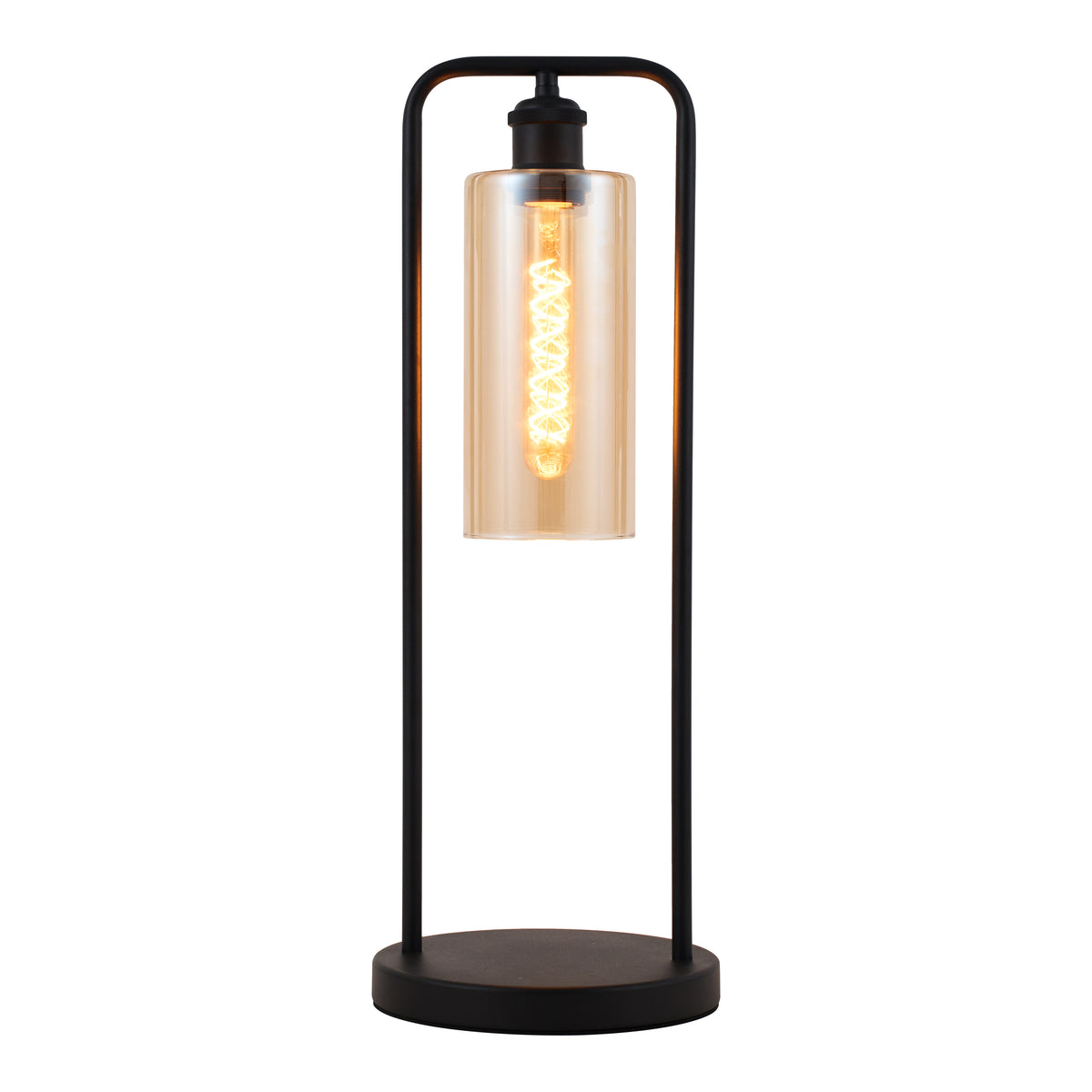 Tafellamp Tess - Zwart met Amber glas