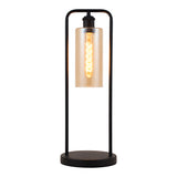 Tafellamp Tess - Zwart met Amber glas