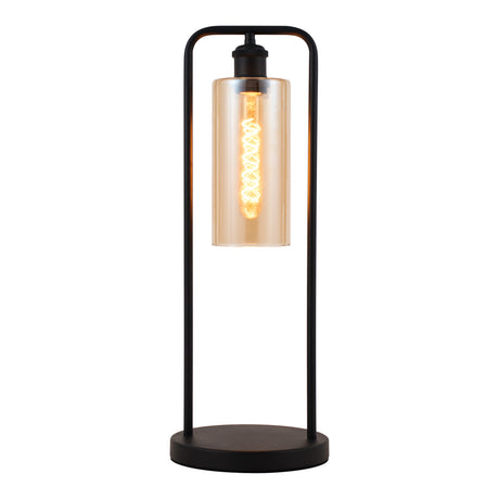 Tafellamp Tess - Zwart met Amber glas
