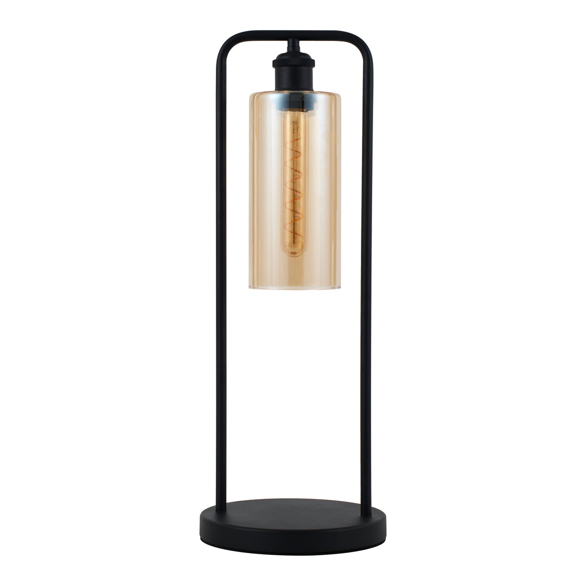 Tafellamp Tess - Zwart met Amber glas