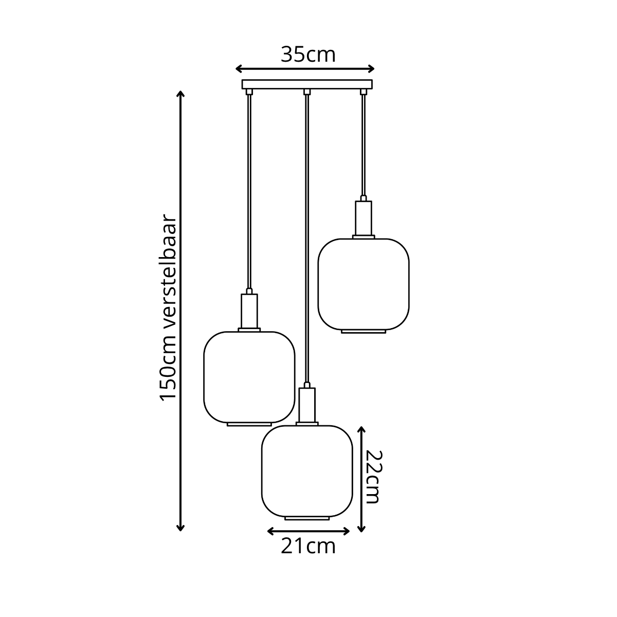Hanglamp Zwart met Messing en Smoke Glas – 3-Lichts - Aura Trio