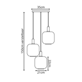 Hanglamp Zwart met Messing en Smoke Glas – 3-Lichts - Aura Trio