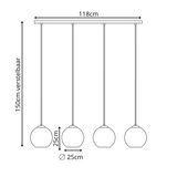 Hanglamp Zwart met Smoke Glas – 4-Lichts Langwerpig | Xavi