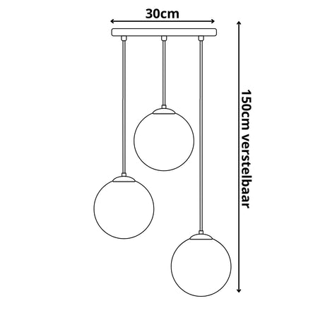 rookglas hanglamp 3-lichts zwart voor woonkamer eetkamer