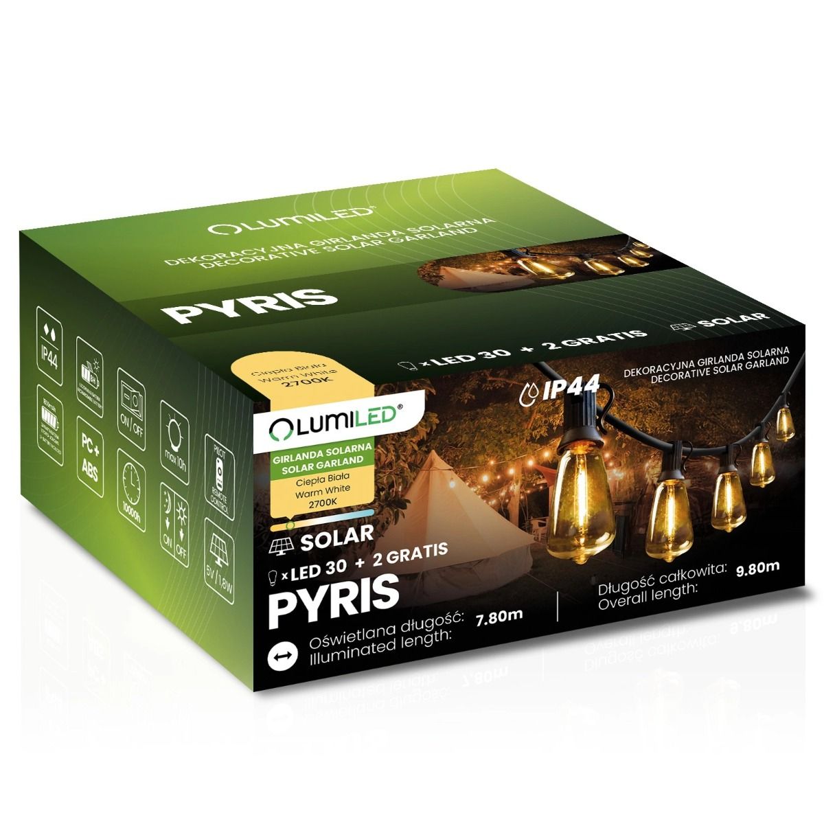 Solar Tuinslinger – 30x LED – 9,8 m – 2700K Warm Wit – Met Afstandsbediening