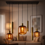 Hanglamp zwart - Langwerpig - Koffie bruin - Jessica