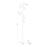 Vloerlamp Fleur- Zwart met Amber glas- 3 lichts