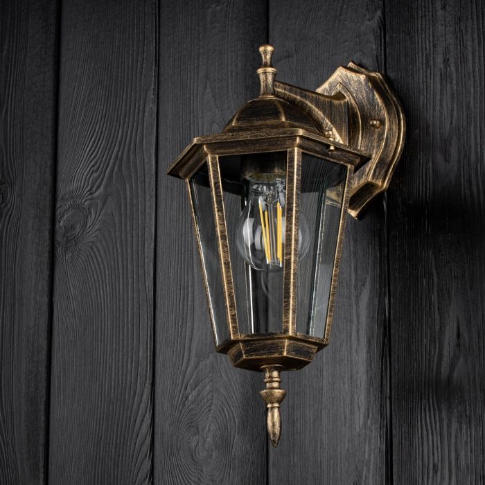 Buitenwandlamp Down – E27 Gevellantaarn in Patina Stijl