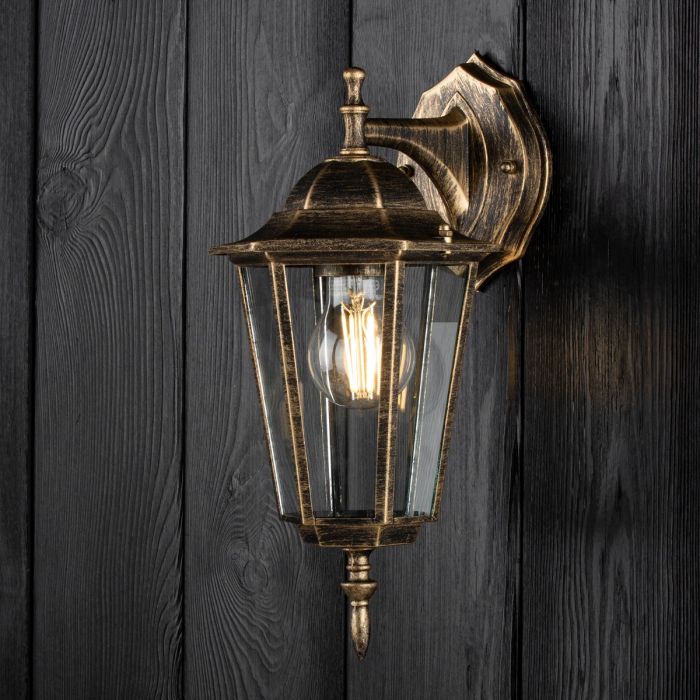 Buitenwandlamp Down – E27 Gevellantaarn in Patina Stijl