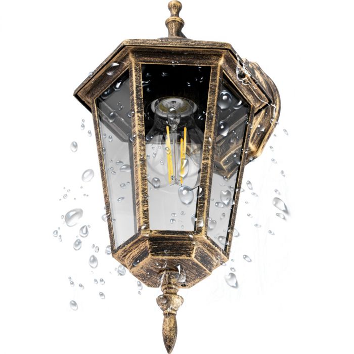 Buitenwandlamp Down – E27 Gevellantaarn in Patina Stijl