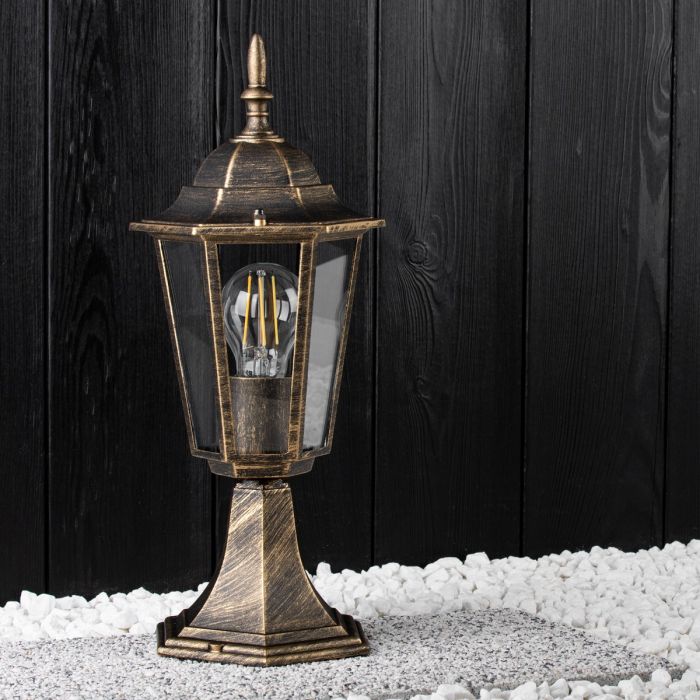 Tuinlamp Buiten – Lage Staande Lantaarn 40cm – Aluminium– antiek goud