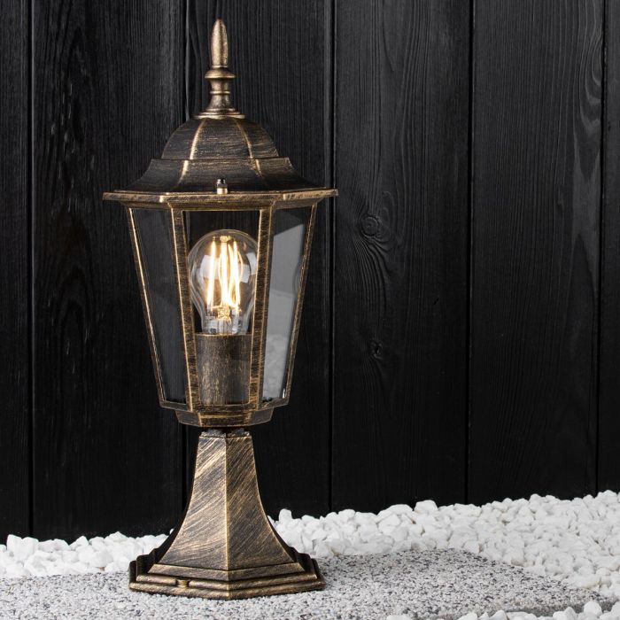 Tuinlamp Buiten – Lage Staande Lantaarn 40cm – Aluminium– antiek goud