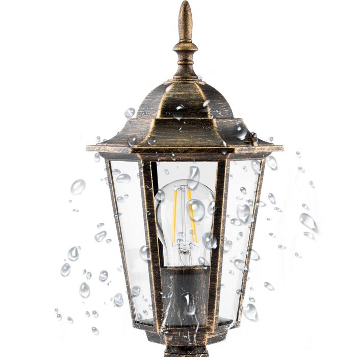 Tuinlamp Buiten – Lage Staande Lantaarn 40cm – Aluminium– antiek goud