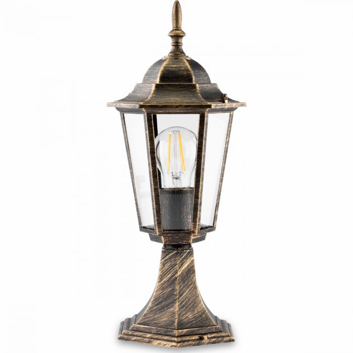 Tuinlamp Buiten – Lage Staande Lantaarn 40cm – Aluminium– antiek goud