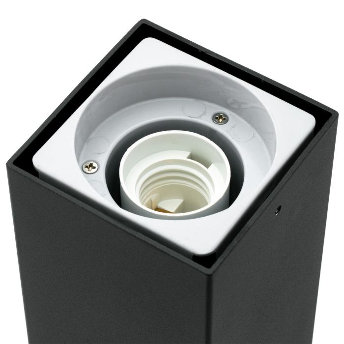 Tuinlamp Buiten – Vierkante Staande Paal 74cm – Zwart – E27 Fitting