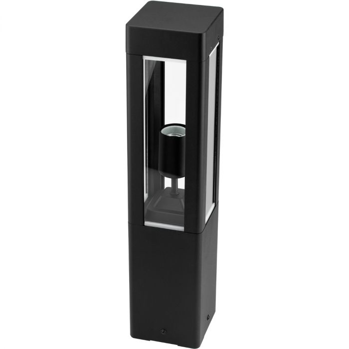 Buitenlamp Tuinpaal – Zwart Aluminium & Glas – 50cm – E27 Fitting – Staande Tuinverlichting