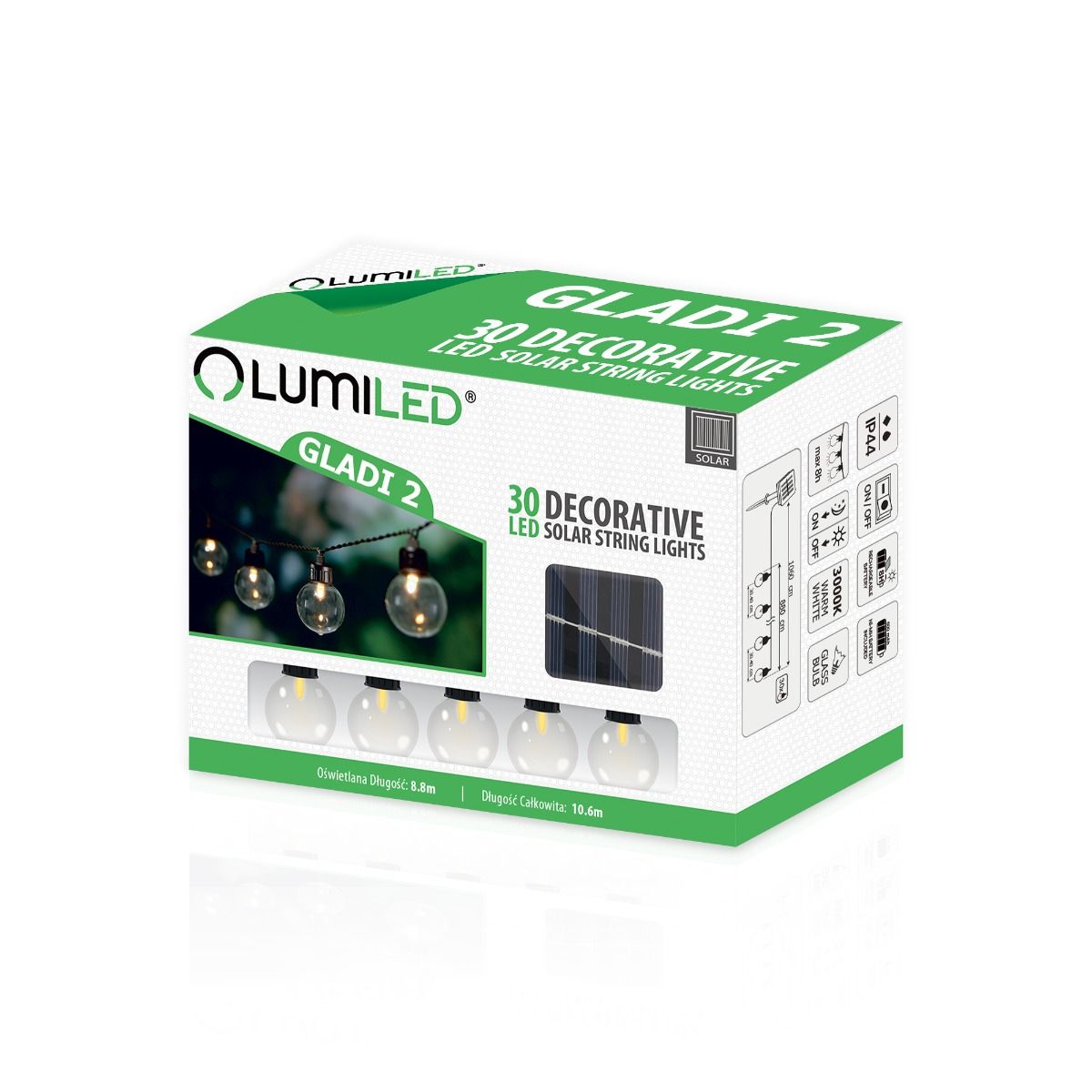 Tuinslinger – 30x LED Bollen – 10,6m – Warm Wit 3000K – Weerbestendig & Decoratief