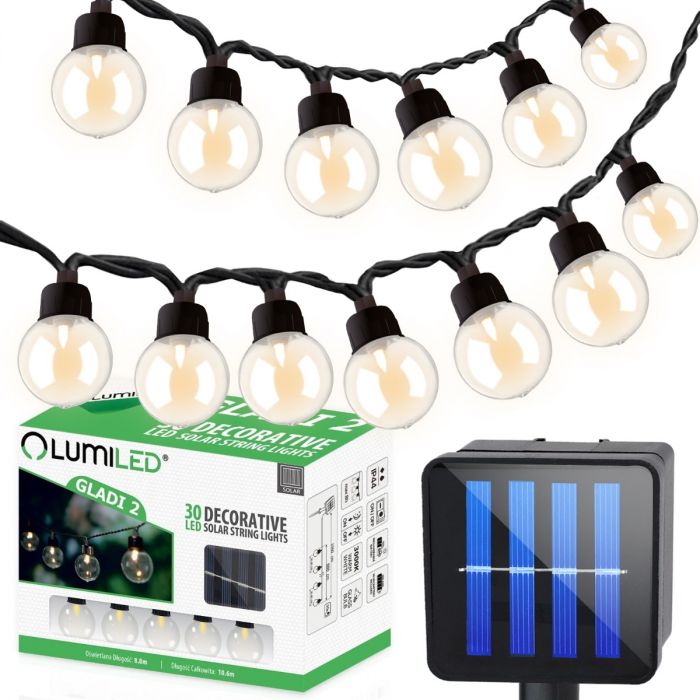 Solar Tuinslinger – 50x LED Bollen – 16,7m – Warm Wit 3000K