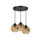 3-lichts hanglamp glas amber voor woonkamer of eetkamer