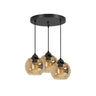3-lichts hanglamp glas amber voor woonkamer of eetkamer