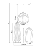 Hanglamp Zwart geribbeld Smoke Glas – 3-Lichts - Arno