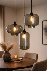 Hanglamp 3-Lichts Smoke Industrieel Zwart