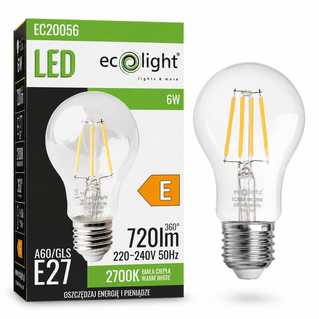 LED Lamp E27 - 6 Watt 2700K Warm Wit