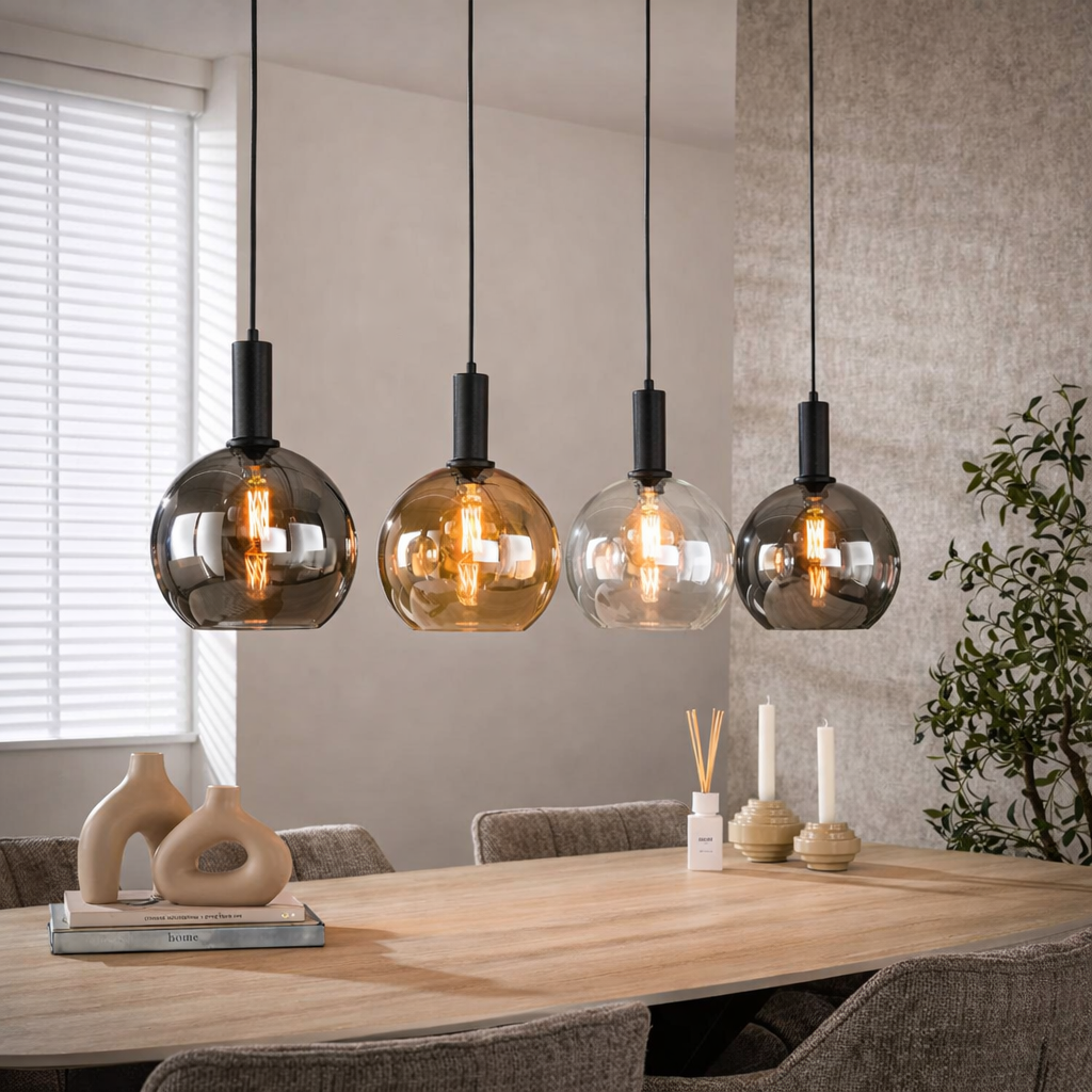 Hanglamp - 4 Lichts - Langwerpig - Eetkamer - Globe 4