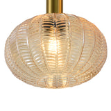 Hanglamp Zwart met Messing en Amber Glas – 3-Lichts - Liva