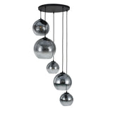 Hanglamp Marie-  Zwart met fade glas - 5 lichtpunten - Rond