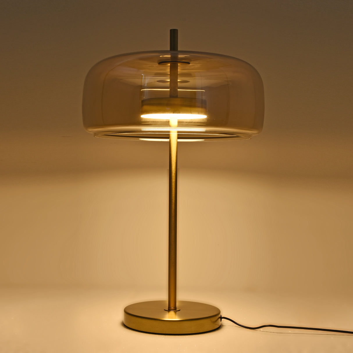 Tafellamp Lune - Messing met Amber glas - Geïntegreerde lichtbron