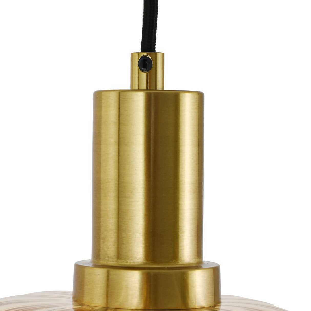 Hanglamp Zwart met Messing en Amber Glas – 3-Lichts - Nox