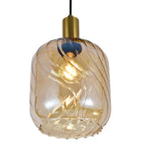 Hanglamp Zwart met Messing en Amber Glas – 3-Lichts - Nox