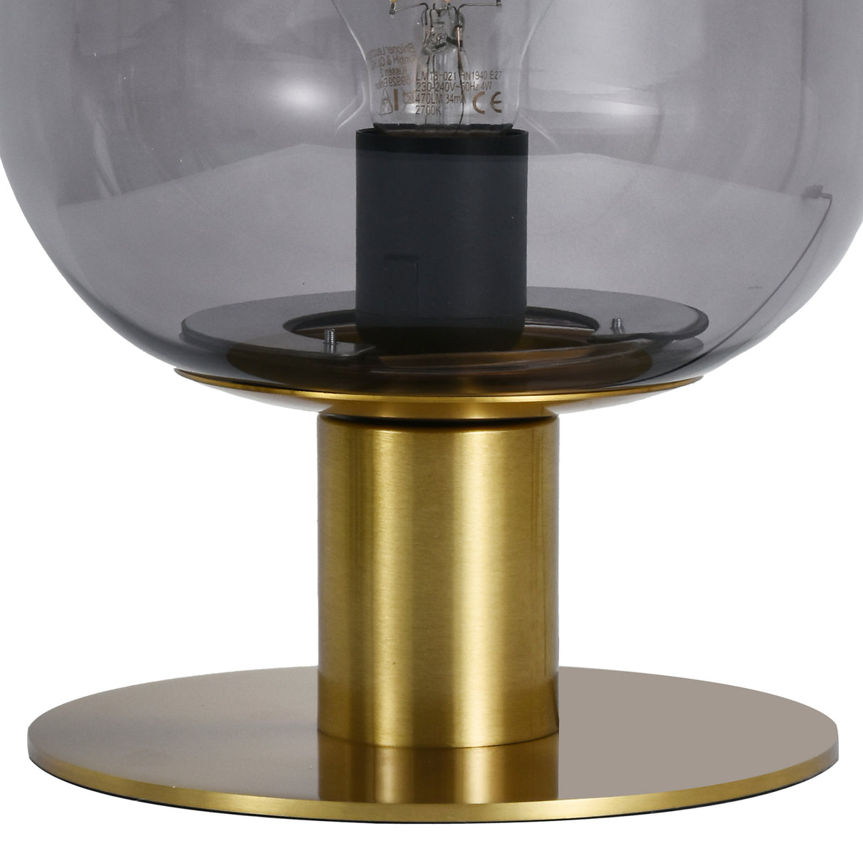 Tafellamp Laura - Messing met Smoke glas