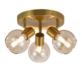 Plafondlamp Goud - 3 Amber Glasbollen - Nora