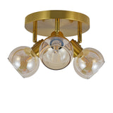Plafondlamp Goud - 3 Amber Glasbollen - Nora